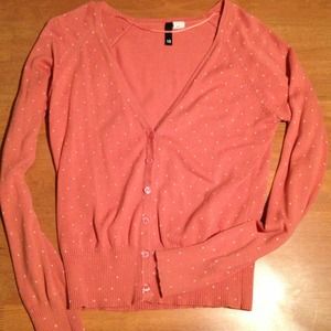 Salmon polka dot cardigan