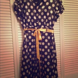 Black dress with white polka dots