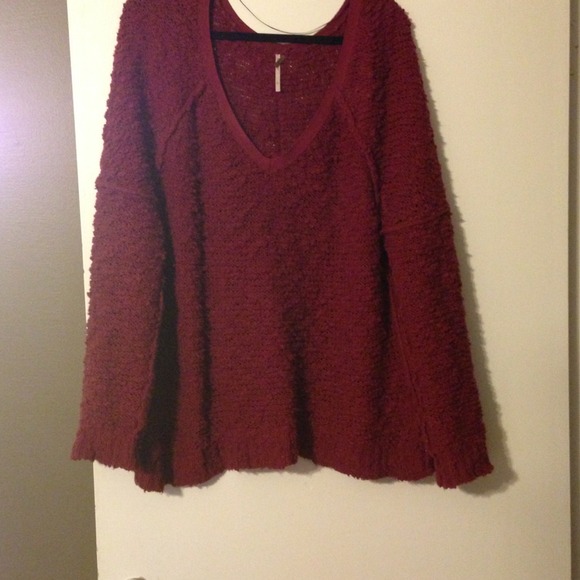 Free People cozy sweater in red