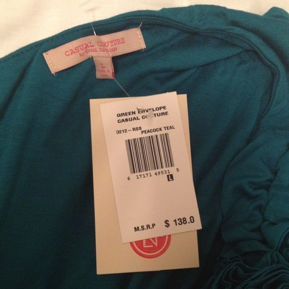 Peacock teal one shoulder dress - Picture 2 of 4