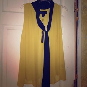 Kardashian collection see through mustard blouse