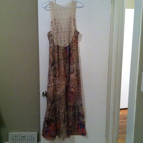 Torrid Long Chiffon & Crochet Maxi Dress - Picture 2 of 4