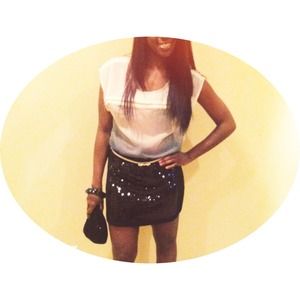 Rachel Roy black sequenced party skirt