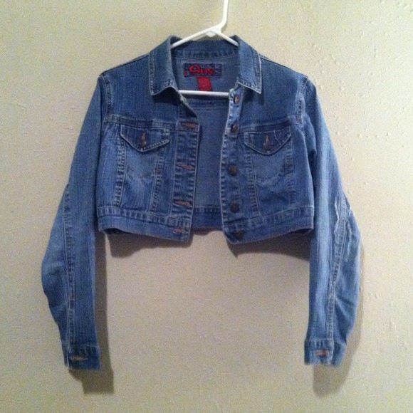 Cropped Distressed Denim Jacket - Picture 1 of 3