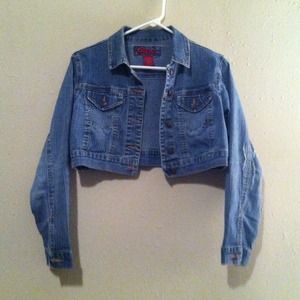 Cropped Distressed Denim Jacket