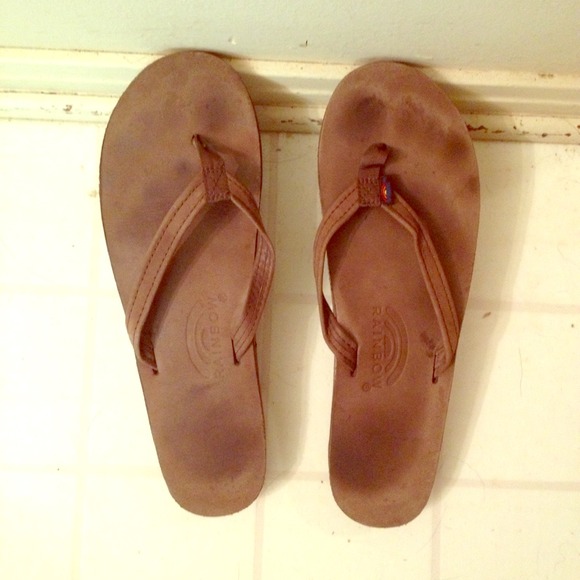 💀SOLD💀 Brand New Rainbow Leather Flip Flops