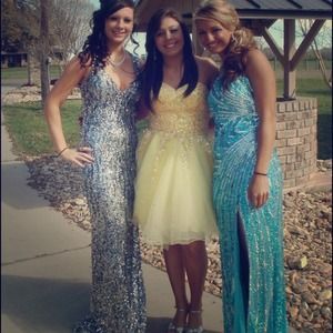 Silver sequined prom dress