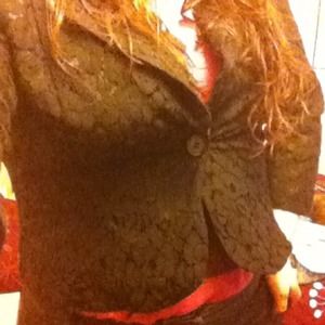 Black eyelet cropped blazer