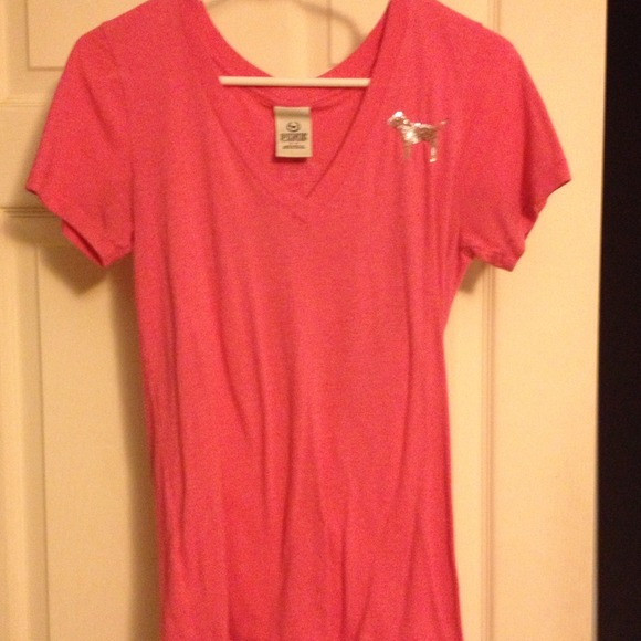 Pink v-neck shirt