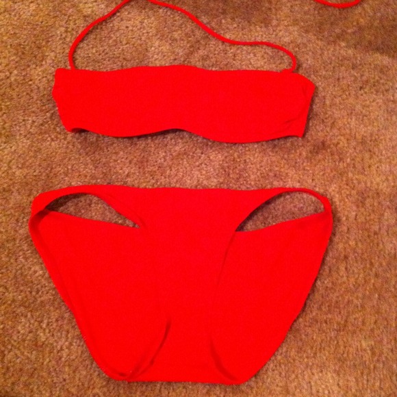 Red bikini 34A top small bottoms