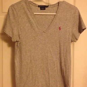 V-neck grey Polo tshirt with blue polo tshirt