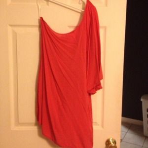 One shoulder coral dress