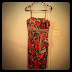 BCBG Satin Floral Dress