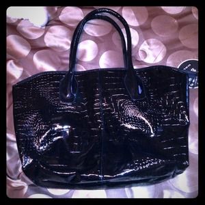 Black leather bag