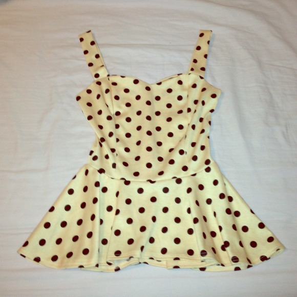 🚫SOLD🚫 Blush Polka Dot Peplum Top
