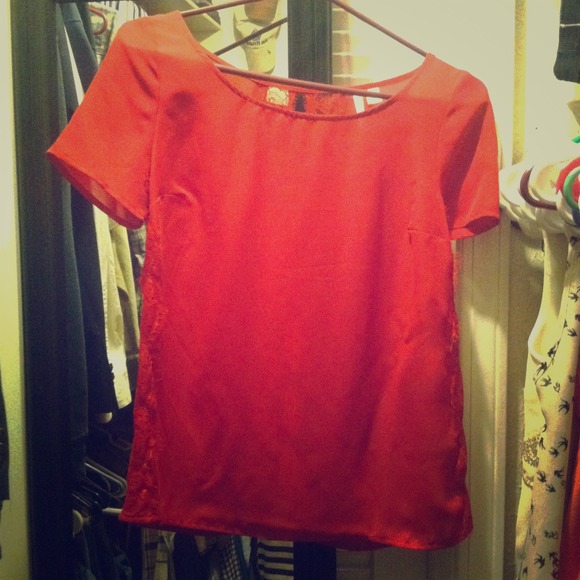 Lauren Conrad red silk top.