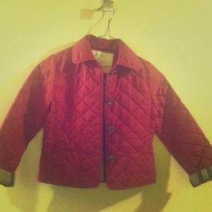 Hot Pink Quilted Jacket w/plaid roll up sleeves