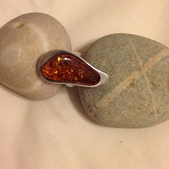 💍 Baltic Amber Sterling Silver Ring Sz 8💍