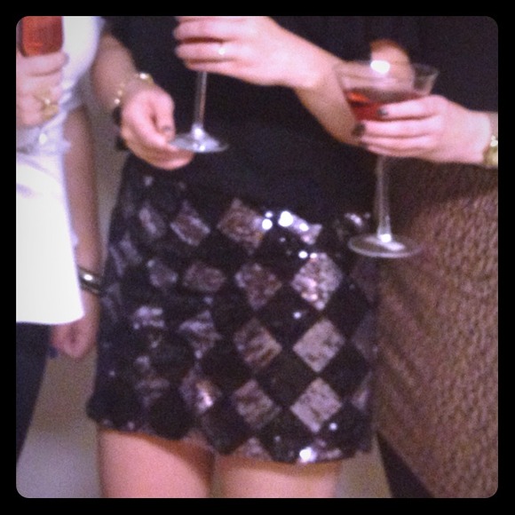 REDUCED**Sequined Checker Pattern Skirt