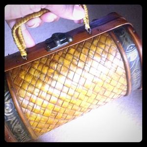 Mini wooden/wicker purse