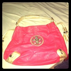 *Reduced* Pink and diamond Fleur-de-Lis purse