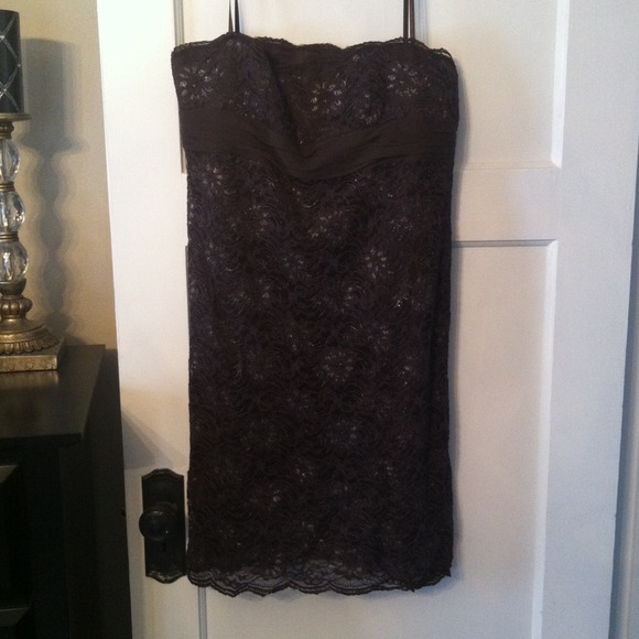 BCBG brown lace dress.