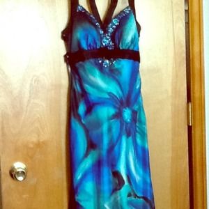 Floor length floral prom dress