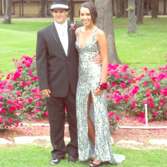 Silver Sequin Prom Dress