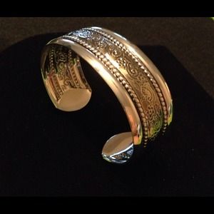 Lia Sophia Silver/Gunmetal Two-Tone Cuff Bracelet
