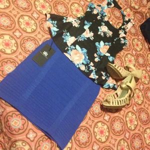 Rock & Republic blue bandage skirt