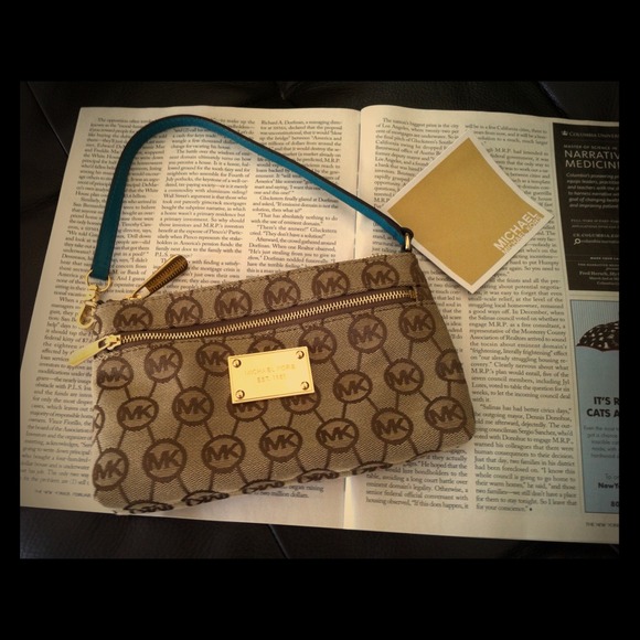 Michael Kors Clutches & Wallets - Brand new MK clutch with tags. Brown w/ turquoise.