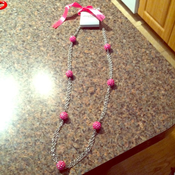 Pink disco ball necklace.💗