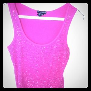 Hot Pink Rhinestone Studded Tank