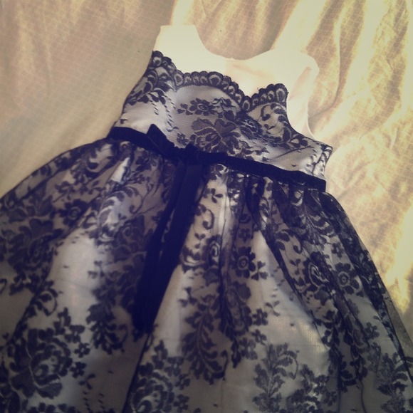 Girls black and white Lacey dress