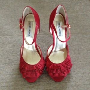 Steven madden red satin heels