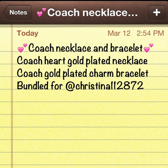 Coach heart gold plated necklace & bracelet.