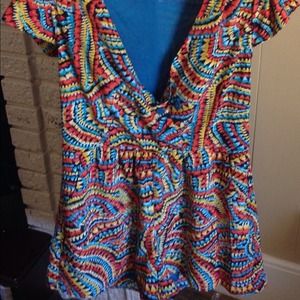 Shorts romper, size M, blue, orange and yellow, <3