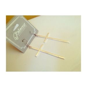 Cross shape silver earrings