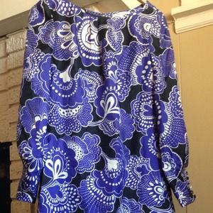 So pretty! Purple, black, and white silk dress.