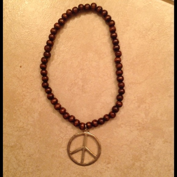 Just REDUCED!! Wooden Beads PEACE Necklace