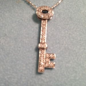 Diamond Key Pendant w/Sterling Silver Chain