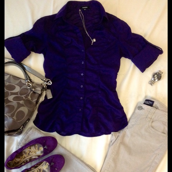 Express Ruched Military Style Long sleeves Top XS