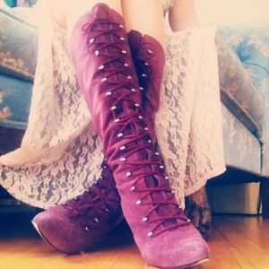 Tall Victorian lace up boots