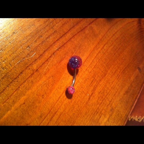 Glittery galaxy belly button ring