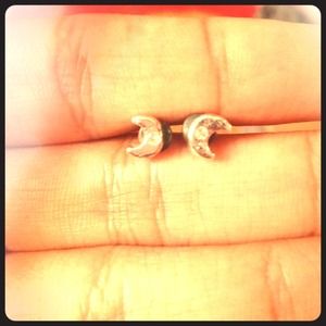 Half Moon Studs w/single rhinestone