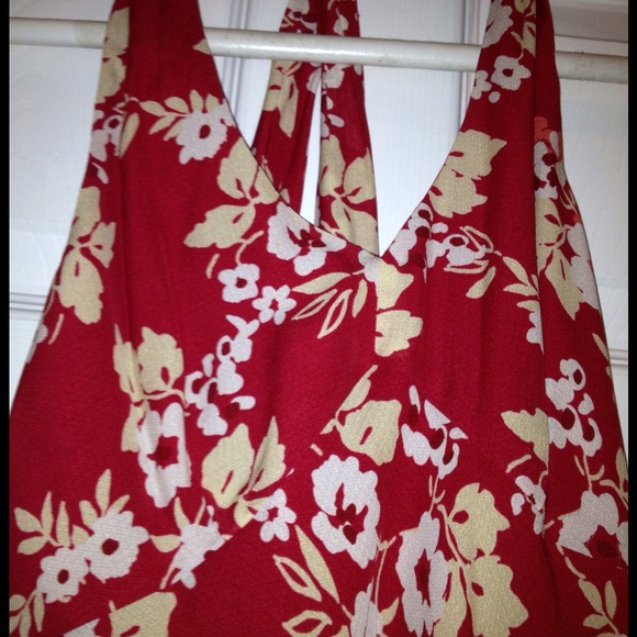 Ann taylor loft Red and cream silk halter REDUCED - Picture 2 of 3