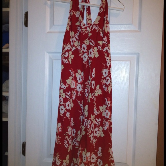 Ann taylor loft Red and cream silk halter REDUCED - Picture 3 of 3