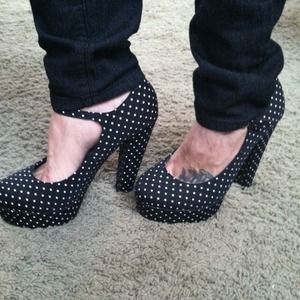Polka dot Mary Jane platforms