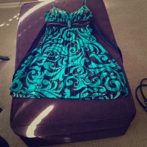 Turquoise and black formal