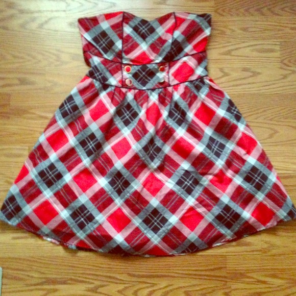 Edgy plaid red dress